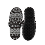 White And Black Knitted Pattern Print Slippers