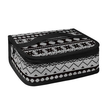 White And Black Knitted Pattern Print Small Lunch Bag