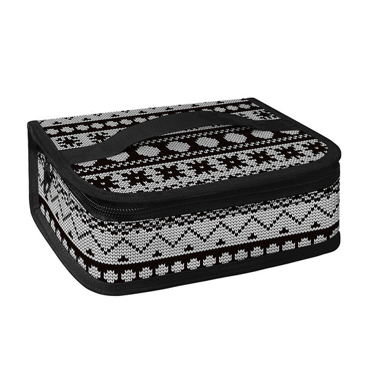 White And Black Knitted Pattern Print Small Lunch Bag