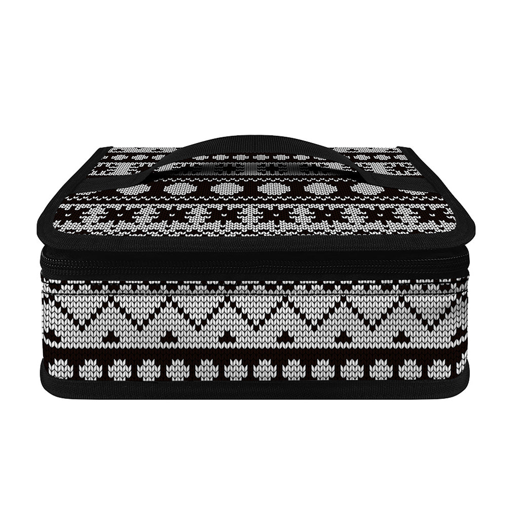 White And Black Knitted Pattern Print Small Lunch Bag