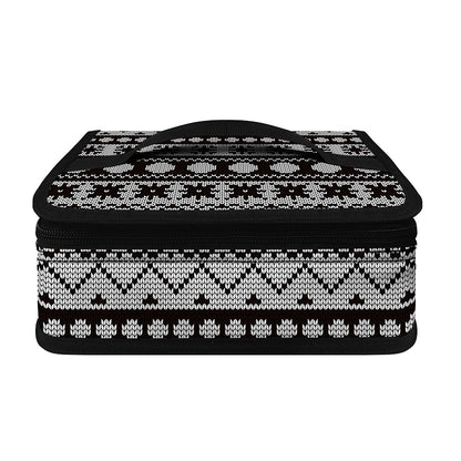 White And Black Knitted Pattern Print Small Lunch Bag