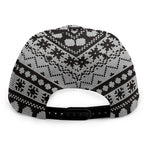White And Black Knitted Pattern Print Snapback Cap