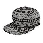 White And Black Knitted Pattern Print Snapback Cap