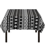 White And Black Knitted Pattern Print Tablecloth