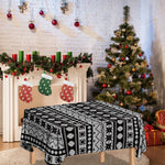 White And Black Knitted Pattern Print Tablecloth