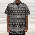 White And Black Knitted Pattern Print Textured Short Sleeve Shirt