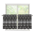 White And Black Knitted Pattern Print Tier Curtains