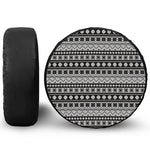 White And Black Knitted Pattern Print Tire Cover