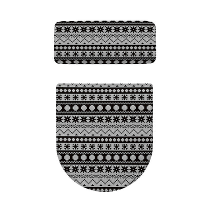 White And Black Knitted Pattern Print Toilet Lid And Tank Cover Set