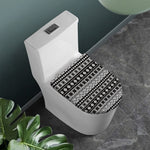 White And Black Knitted Pattern Print Toilet Lid Cover