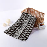 White And Black Knitted Pattern Print Towel