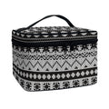 White And Black Knitted Pattern Print Travel Makeup Bag
