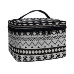 White And Black Knitted Pattern Print Travel Makeup Bag