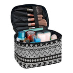 White And Black Knitted Pattern Print Travel Makeup Bag