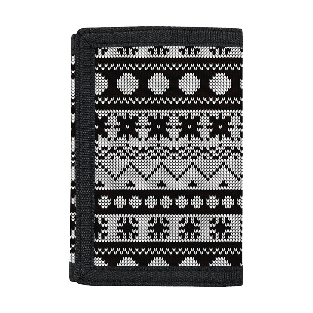 White And Black Knitted Pattern Print Trifold Wallet