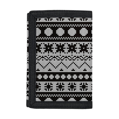 White And Black Knitted Pattern Print Trifold Wallet