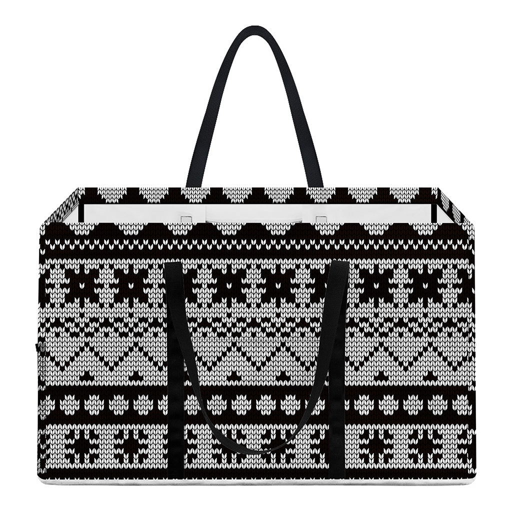 White And Black Knitted Pattern Print Utility Tote Bag