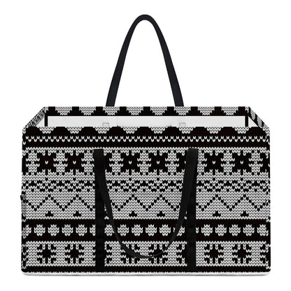 White And Black Knitted Pattern Print Utility Tote Bag