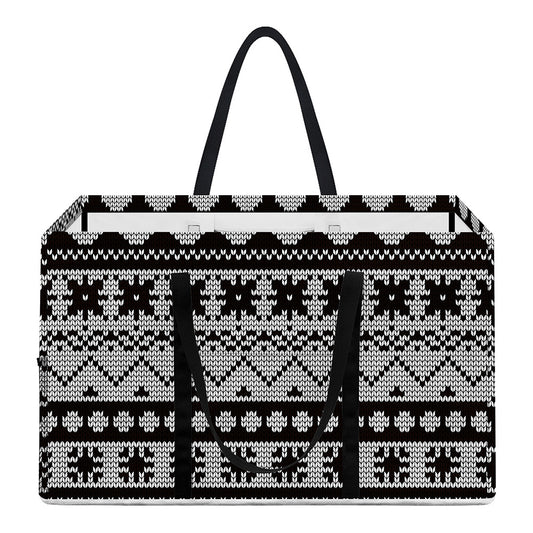White And Black Knitted Pattern Print Utility Tote Bag