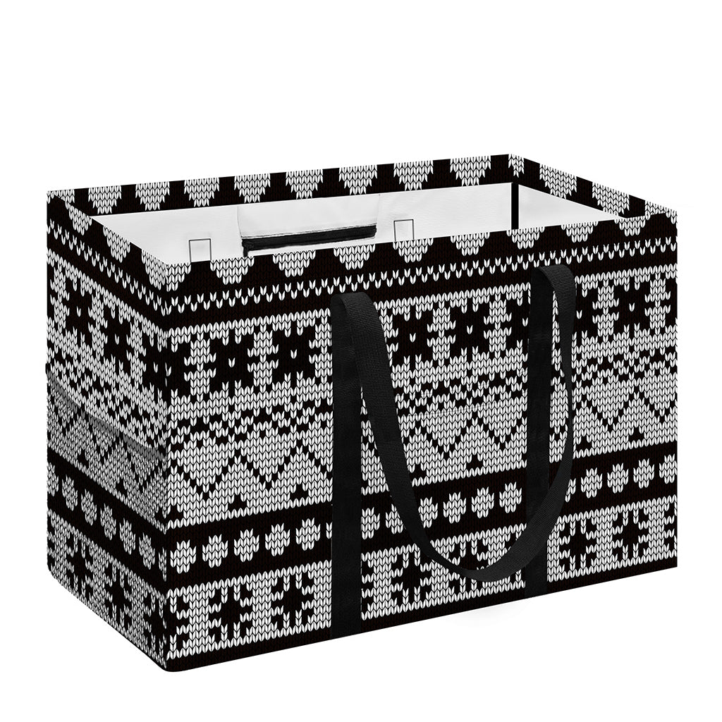 White And Black Knitted Pattern Print Utility Tote Bag