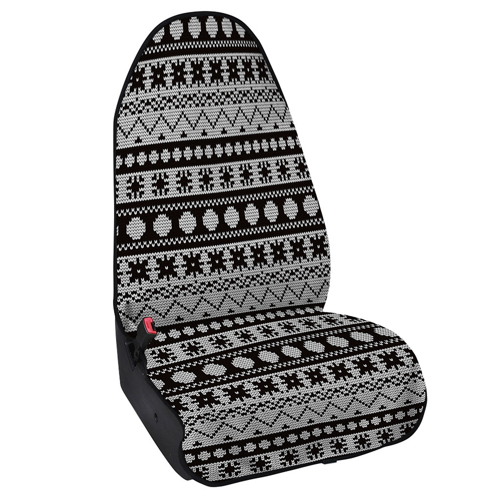White And Black Knitted Pattern Print Waterproof Car Seat Cover