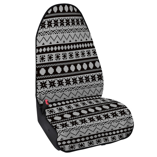 White And Black Knitted Pattern Print Waterproof Car Seat Cover