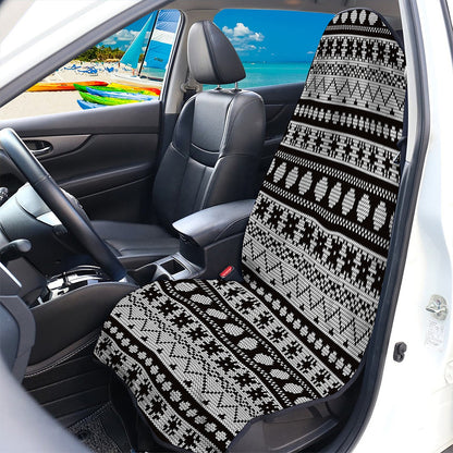 White And Black Knitted Pattern Print Waterproof Car Seat Cover