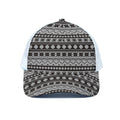 White And Black Knitted Pattern Print White Mesh Trucker Hat