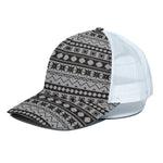 White And Black Knitted Pattern Print White Mesh Trucker Cap