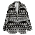 White And Black Knitted Pattern Print Women's Blazer