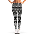 White And Black Knitted Pattern Print Women's Leggings