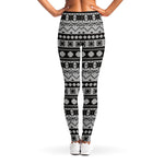 White And Black Knitted Pattern Print Women's Leggings