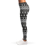 White And Black Knitted Pattern Print Women's Leggings