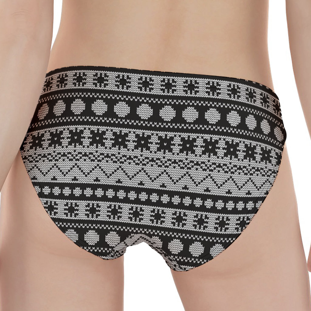 White And Black Knitted Pattern Print Women's Panties