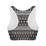 White And Black Knitted Pattern Print Women's Sports Bra