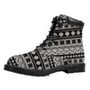 White And Black Knitted Pattern Print Work Boots