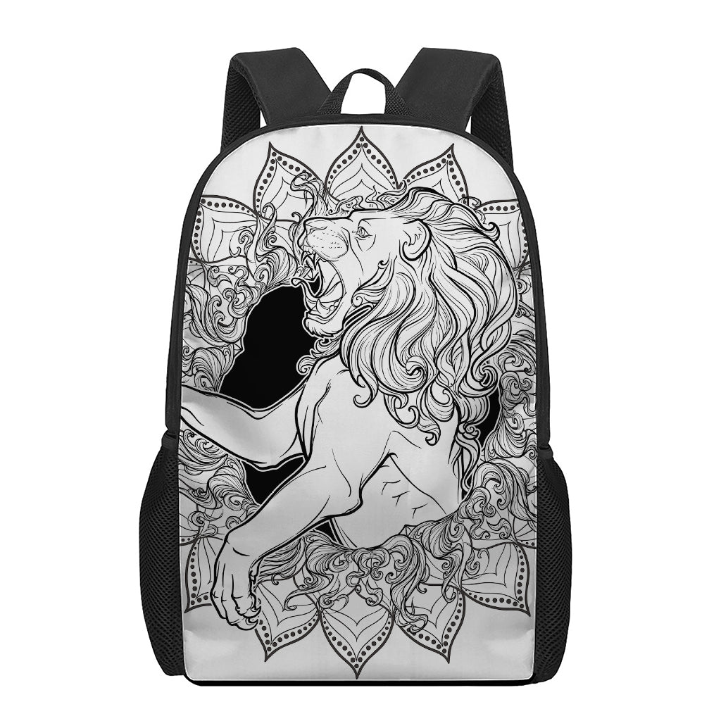 White And Black Leo Sign Print 17 Inch Backpack