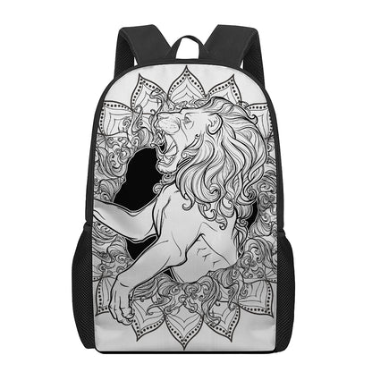 White And Black Leo Sign Print 17 Inch Backpack