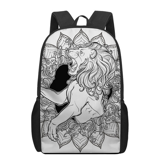 White And Black Leo Sign Print 17 Inch Backpack