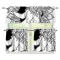 White And Black Leo Sign Print 3 Piece Kitchen Curtains