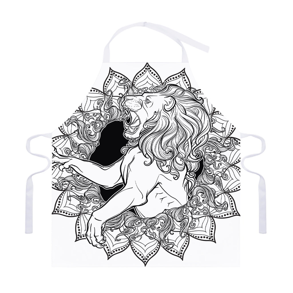White And Black Leo Sign Print Adjustable Apron
