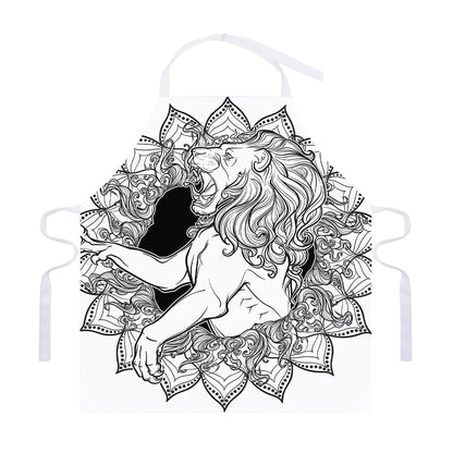White And Black Leo Sign Print Adjustable Apron