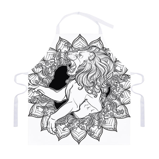 White And Black Leo Sign Print Adjustable Apron