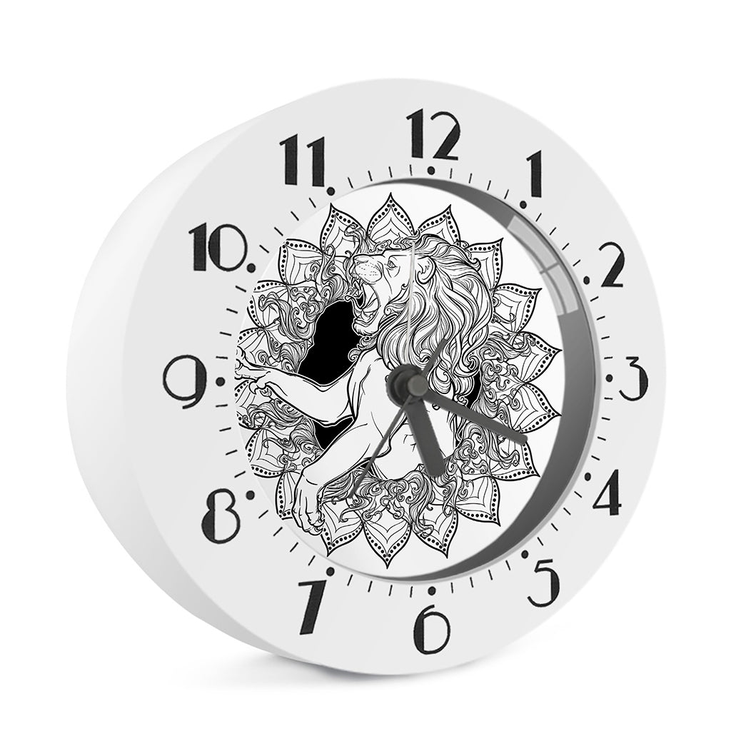 White And Black Leo Sign Print Alarm Clock