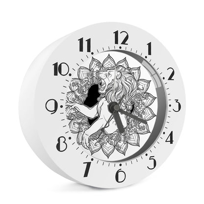White And Black Leo Sign Print Alarm Clock