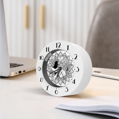 White And Black Leo Sign Print Alarm Clock