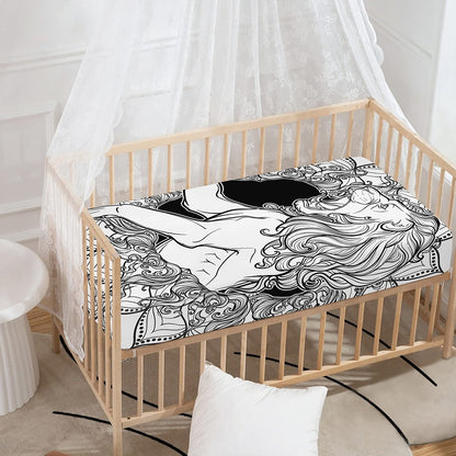 White And Black Leo Sign Print Baby Crib Sheet