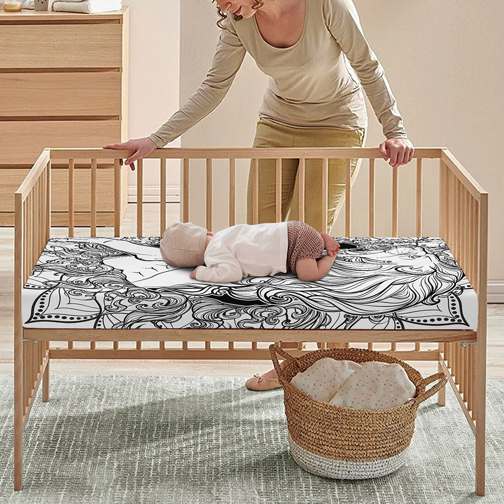 White And Black Leo Sign Print Baby Crib Sheet