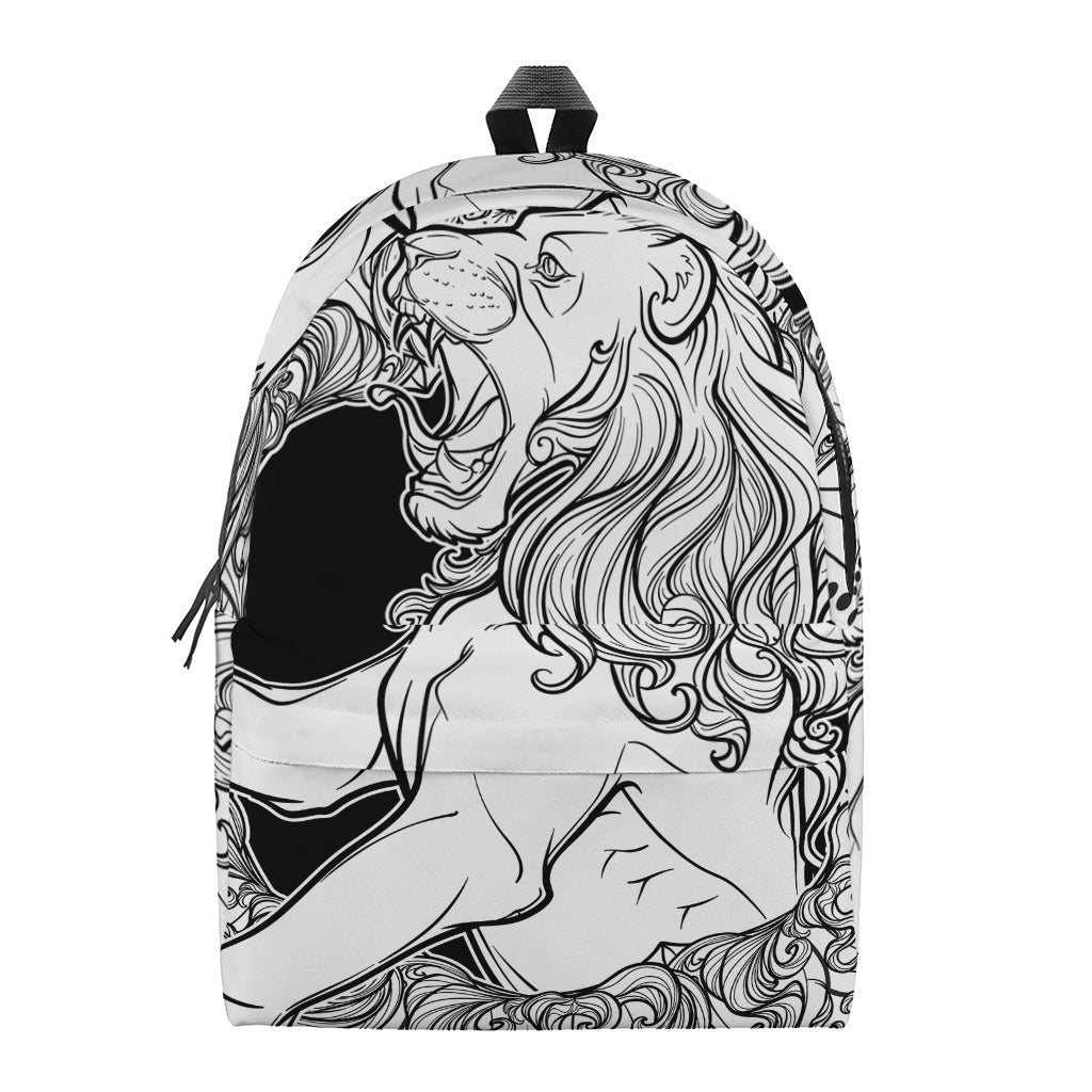 White And Black Leo Sign Print Backpack