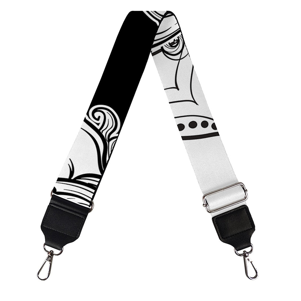 White And Black Leo Sign Print Bag Strap